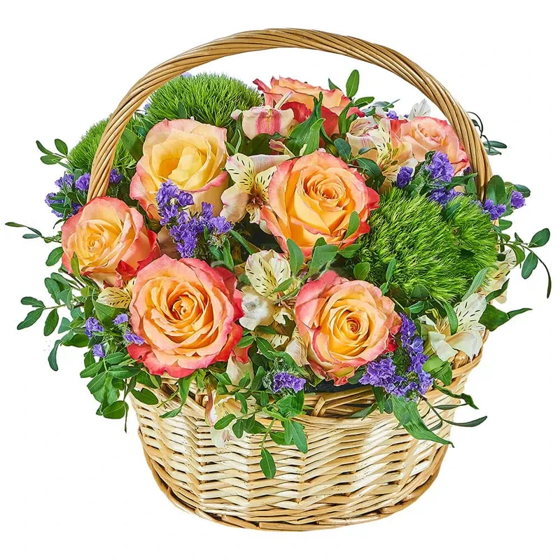 Корзина с цветами Лукошко счастья