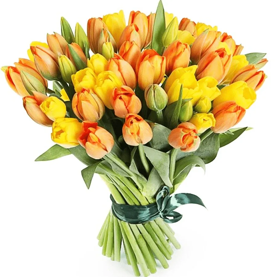 Тюльпаны оранжево-желтый микс